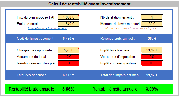 Analyse lot parkings à vendre sur Dijon